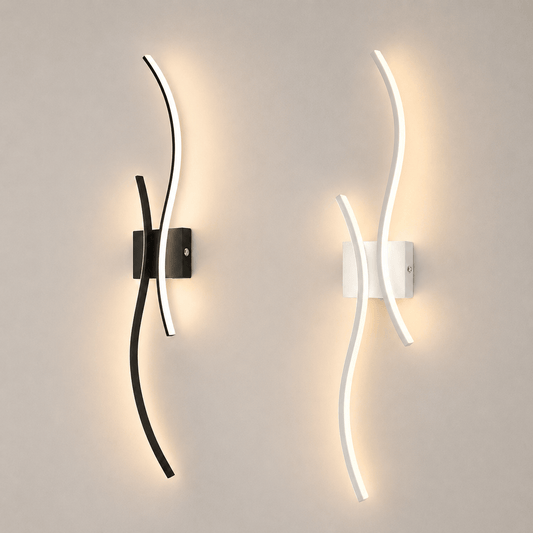 Sofello Applique murale sans fil rechargeable LED – forme courbe – tactile & télécommande – 3 températures – noir ou blanc – chambre, salon