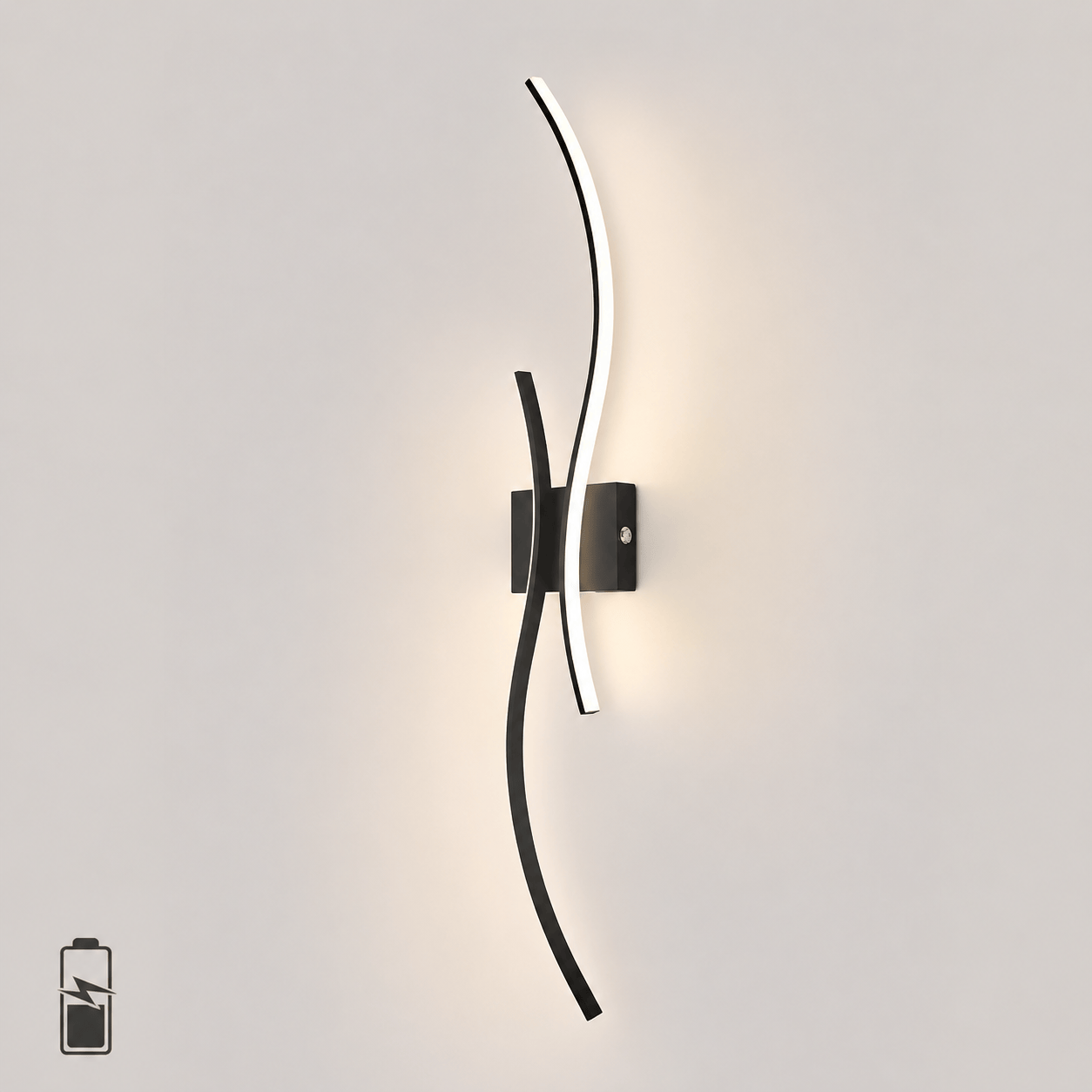 Sofello Applique murale sans fil rechargeable LED – forme courbe – tactile & télécommande – 3 températures – noir ou blanc – chambre, salon