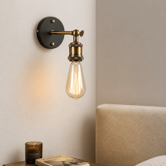Sofello Applique murale vintage industrielle noire en fer, chambre, salon, couloir