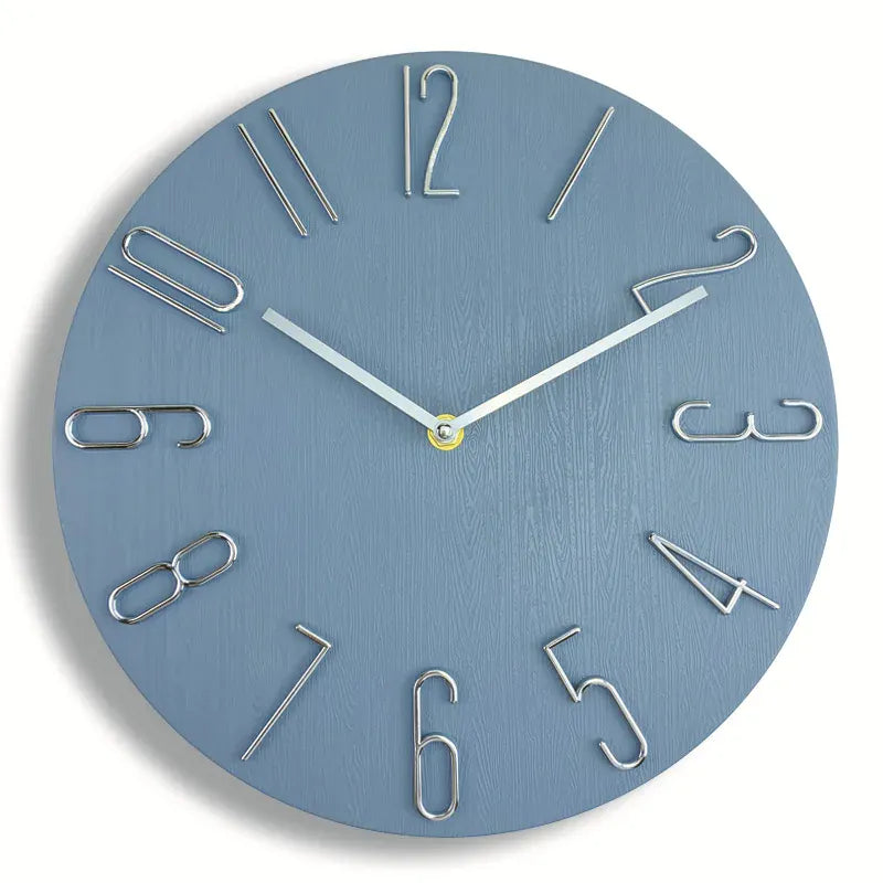Sofello Horloge murale design moderne sans trotteuse, horloge murale nordique silencieuse pour salon, chambre - blanc, noir, bleu, effet bois - 30 cm