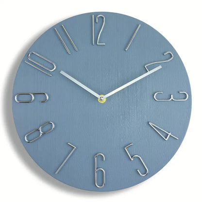 Sofello Horloge murale design moderne sans trotteuse, horloge murale nordique silencieuse pour salon, chambre - blanc, noir, bleu, effet bois - 30 cm