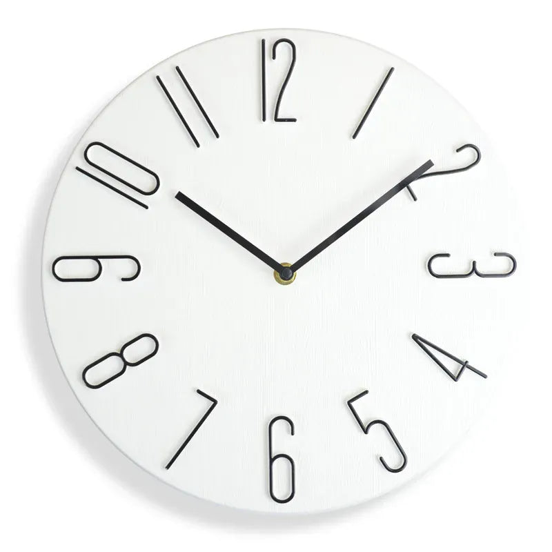 Sofello Horloge murale design moderne sans trotteuse, horloge murale nordique silencieuse pour salon, chambre - blanc, noir, bleu, effet bois - 30 cm