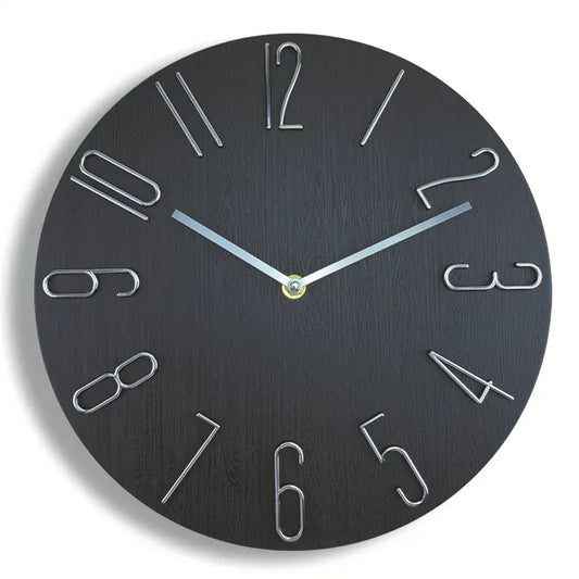 Sofello Horloge murale design moderne sans trotteuse, horloge murale nordique silencieuse pour salon, chambre - blanc, noir, bleu, effet bois - 30 cm