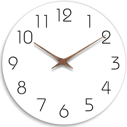 Sofello Horloge murale bois blanche design moderne minimaliste, horloge murale décorative silencieuse pour salon, chambre - 2 tailles 25,5 et 30,5 cm