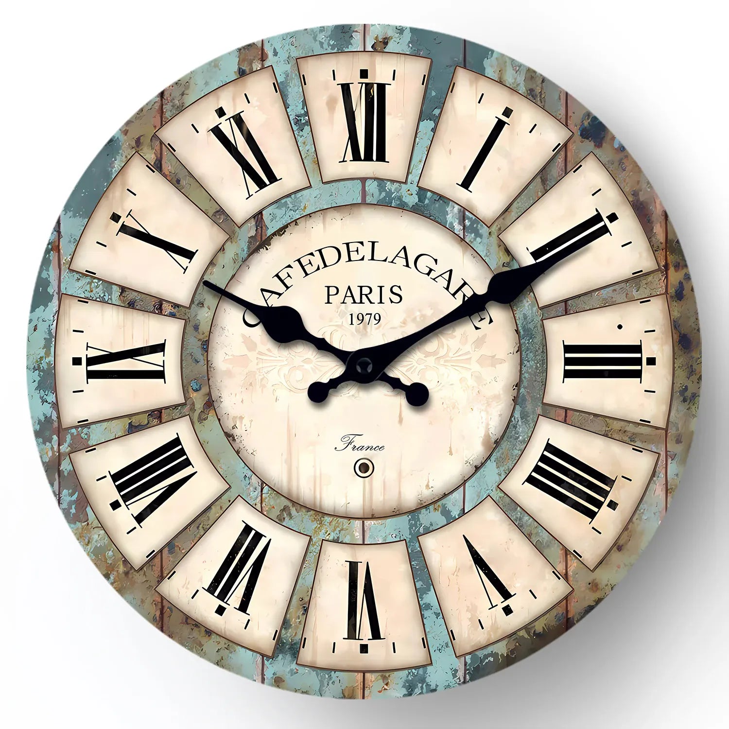Sofello Horloge murale bois rustique vintage, grain de bois naturel, silencieuse salon cuisine 25/30/36/41 cm