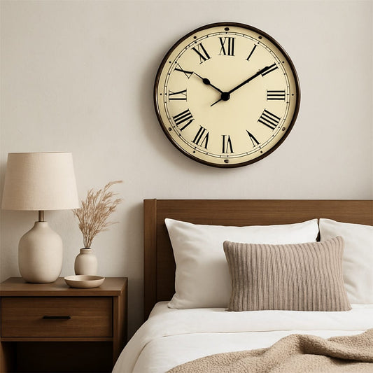 Sofello Horloge murale bois vintage motif nature morte, horloge murale décorative silencieuse pour salon, chambre, cuisine - 4 tailles 25 à 41 cm