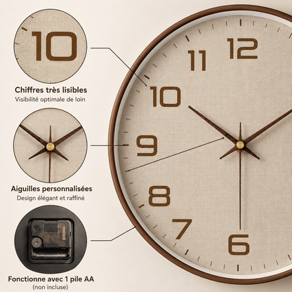 Sofello Horloge murale classique chiffres larges, blanc et noir, silencieuse salon bureau 20/25/30 cm