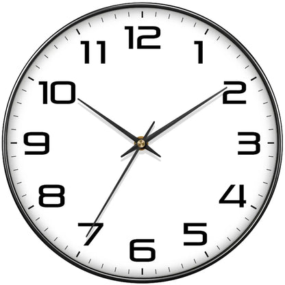 Sofello Horloge murale classique chiffres larges, blanc et noir, silencieuse salon bureau 20/25/30 cm