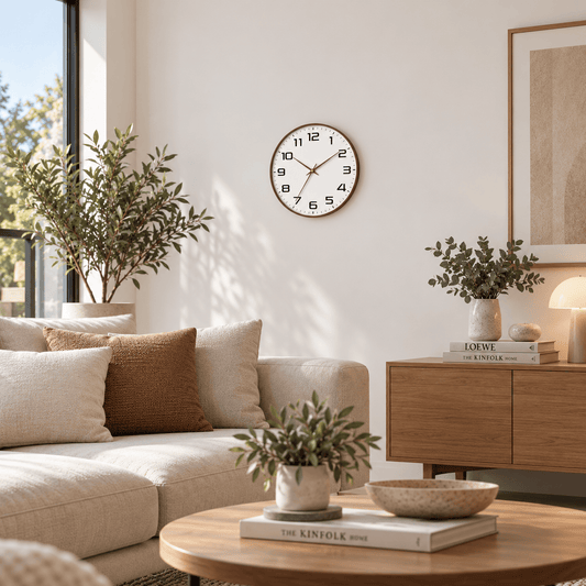 Sofello Horloge murale classique chiffres larges, blanc et noir, silencieuse salon bureau 20/25/30 cm