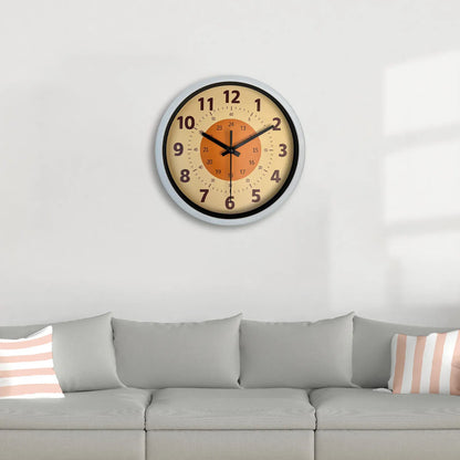 Sofello Horloge murale design moderne fond orange motif nature morte, horloge murale plastique et verre pour salon, chambre, cuisine - 3 tailles 20 à 36 cm