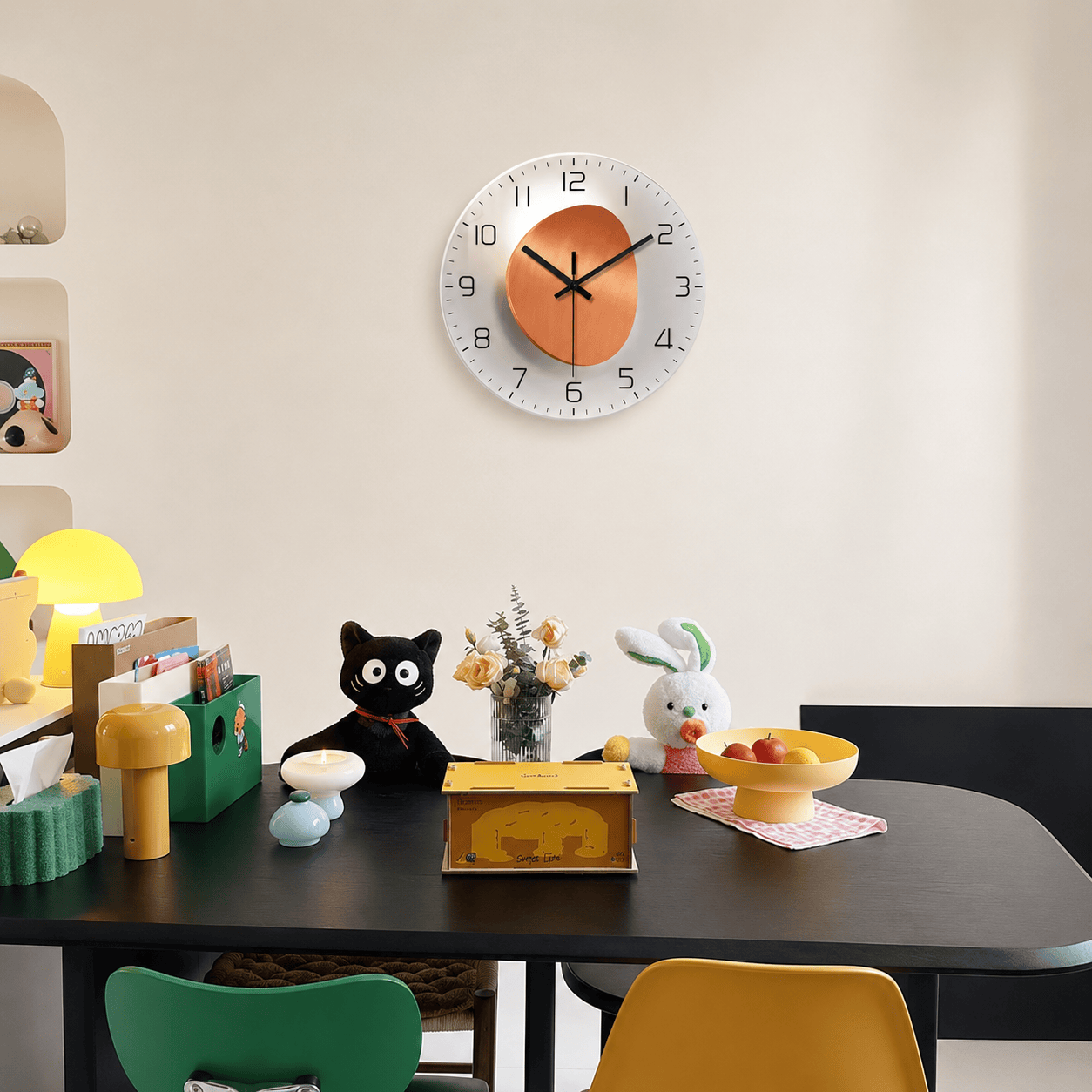 Sofello Horloge murale design verre trempé effet lumière et ombre - horloge murale originale ronde salon chambre cuisine