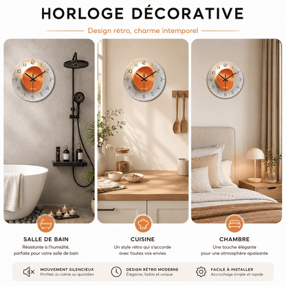 Sofello Horloge murale design verre trempé effet lumière et ombre - horloge murale originale ronde salon chambre cuisine