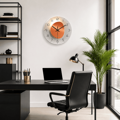 Sofello Horloge murale design verre trempé effet lumière et ombre - horloge murale originale ronde salon chambre cuisine