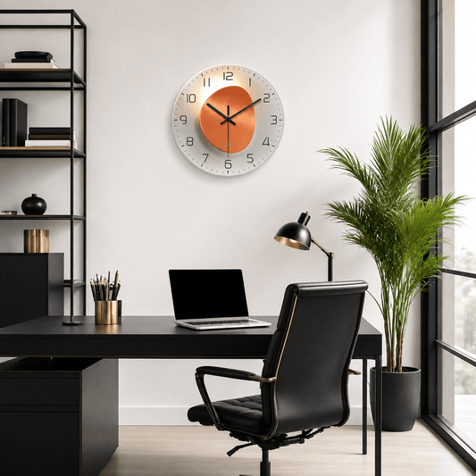 Sofello Horloge murale design verre trempé effet lumière et ombre - horloge murale originale ronde salon chambre cuisine