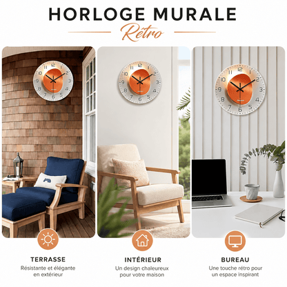 Sofello Horloge murale design verre trempé effet lumière et ombre - horloge murale originale ronde salon chambre cuisine