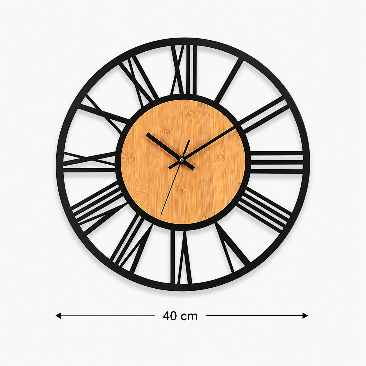 Sofello Horloge murale industrielle géante métal, chiffres romains ajourés, style vintage 40 cm salon