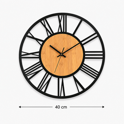 Sofello Horloge murale industrielle géante métal, chiffres romains ajourés, style vintage 40 cm salon