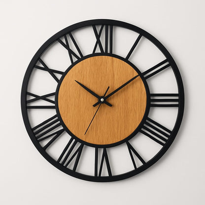 Sofello Horloge murale industrielle géante métal, chiffres romains ajourés, style vintage 40 cm salon