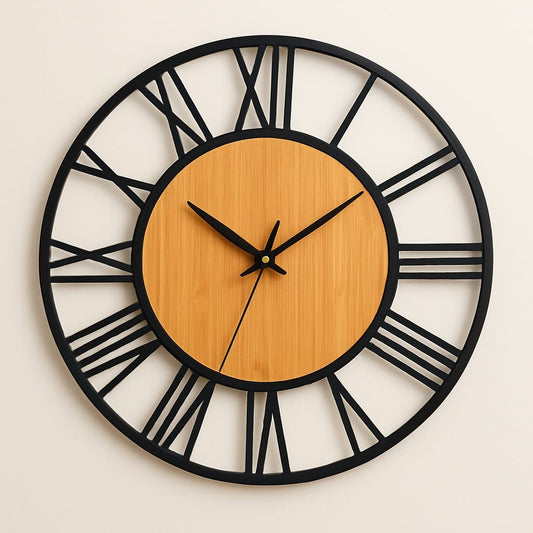 Sofello Horloge murale industrielle géante métal, chiffres romains ajourés, style vintage 40 cm salon