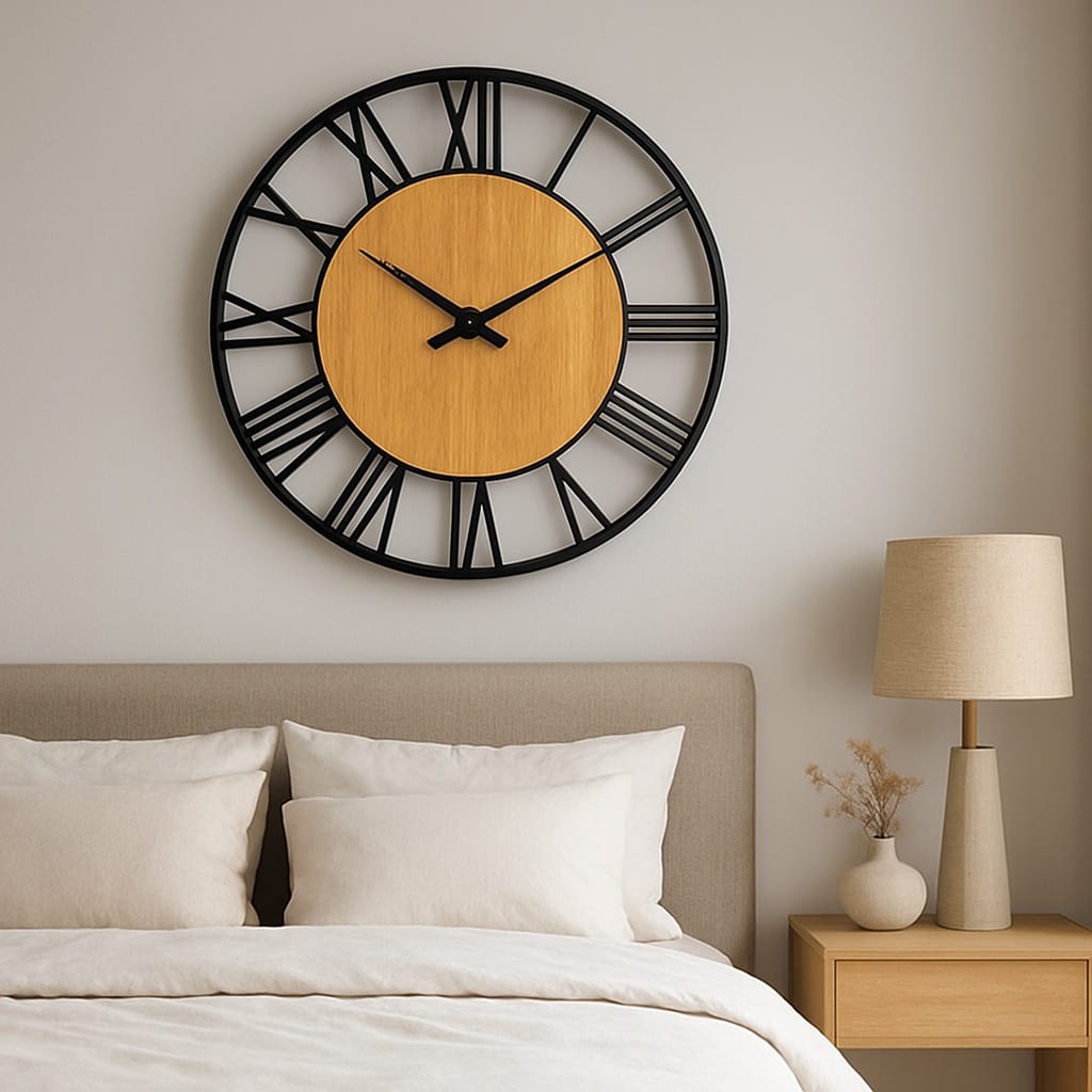 Sofello Horloge murale industrielle géante métal, chiffres romains ajourés, style vintage 40 cm salon