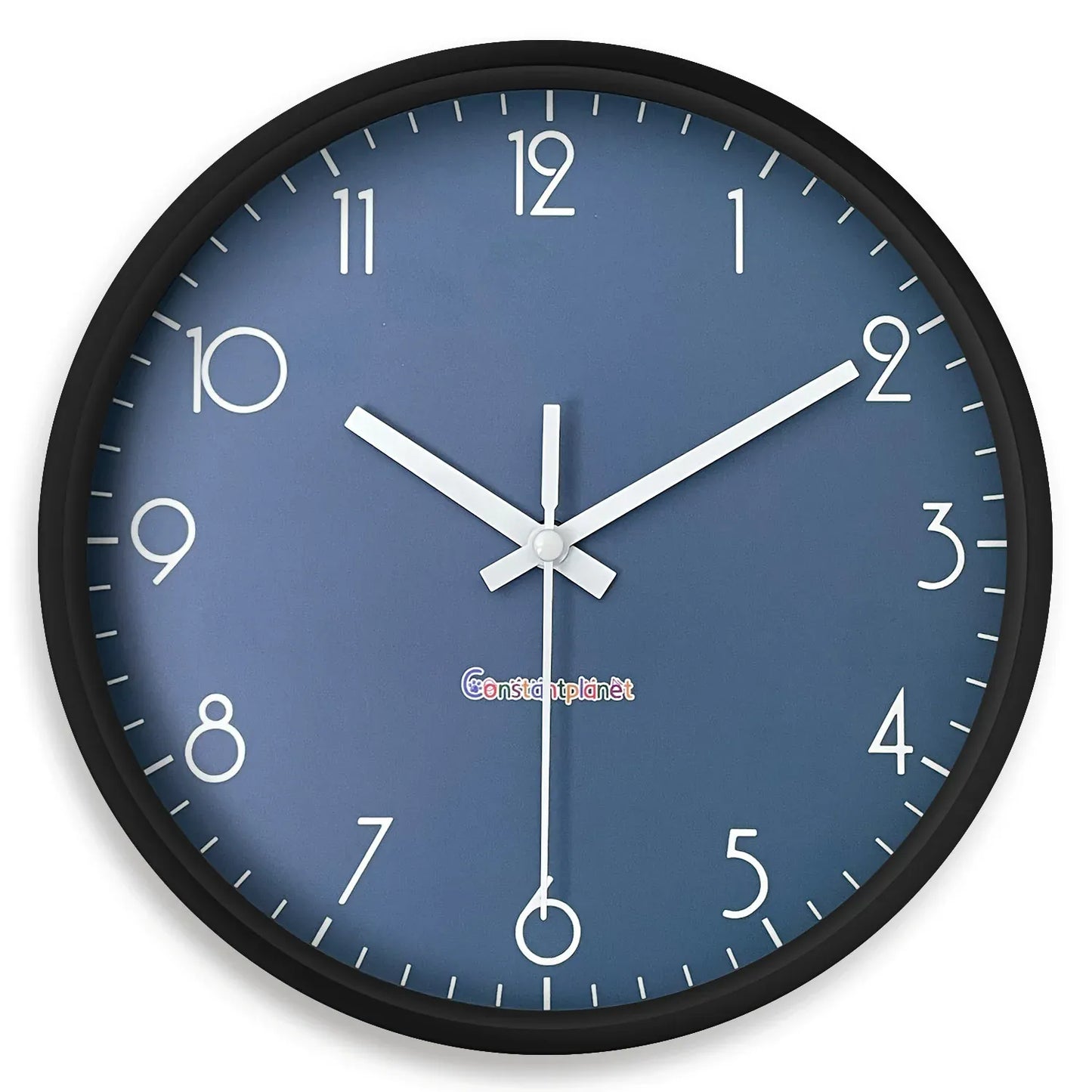 Sofello Horloge murale moderne silencieuse bleu foncé - horloge murale design ronde plastique/verre salon chambre cuisine