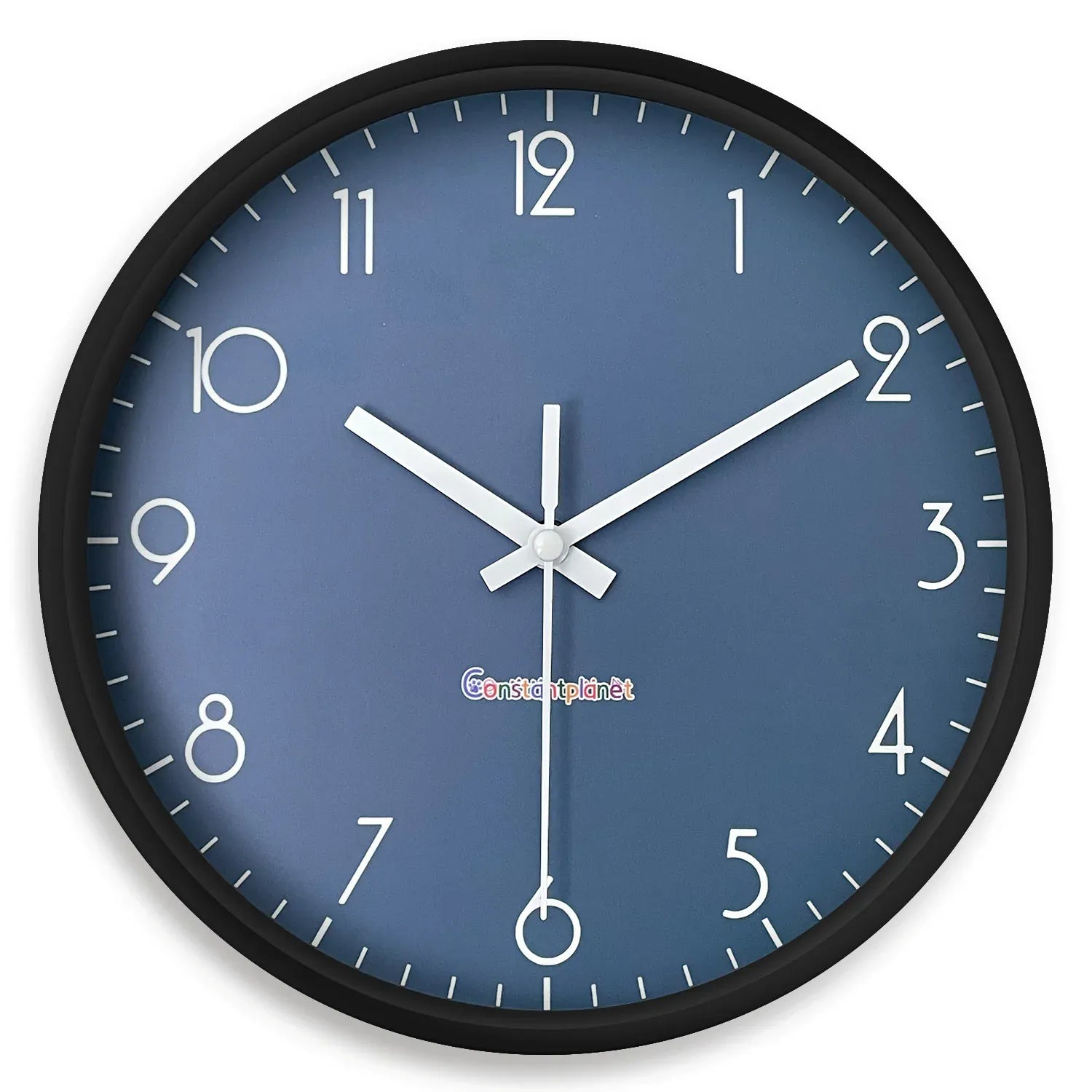 Sofello Horloge murale moderne silencieuse bleu foncé - horloge murale design ronde plastique/verre salon chambre cuisine