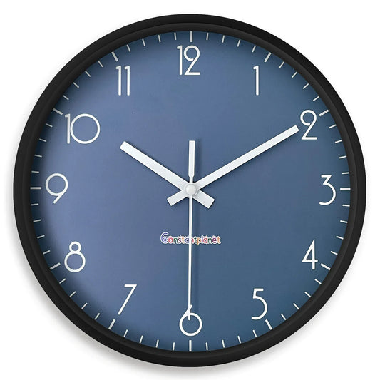Sofello Horloge murale moderne silencieuse bleu foncé - horloge murale design ronde plastique/verre salon chambre cuisine