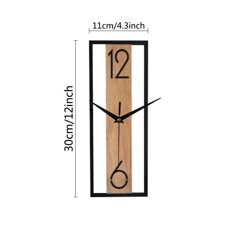 Sofello Horloge murale rectangulaire bois texture naturelle, horloge murale design silencieuse pour salon, chambre, salle à manger - 30 cm