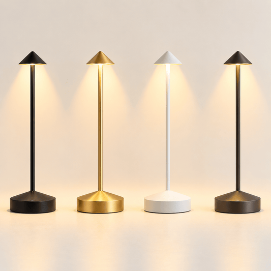Sofello Lampe de bureau et chevet tactile sans fil rechargeable, dimmable, noire, blanche, dorée ou marron