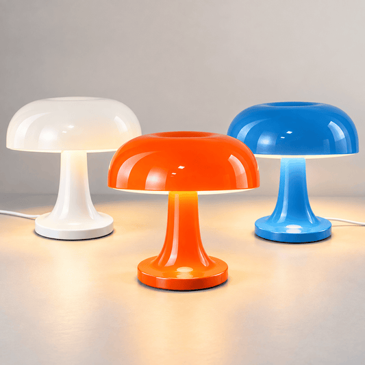 Sofello Lampe de chevet champignon LED design, blanc, orange ou bleu ciel, 3 températures de lumière