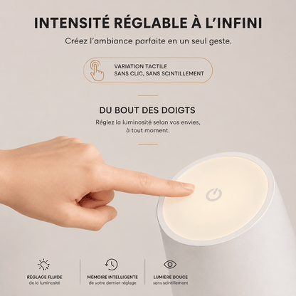Sofello Lampe de chevet sans fil tactile LED – 3 températures de couleur – métal & acrylique – chambre, salon, bureau