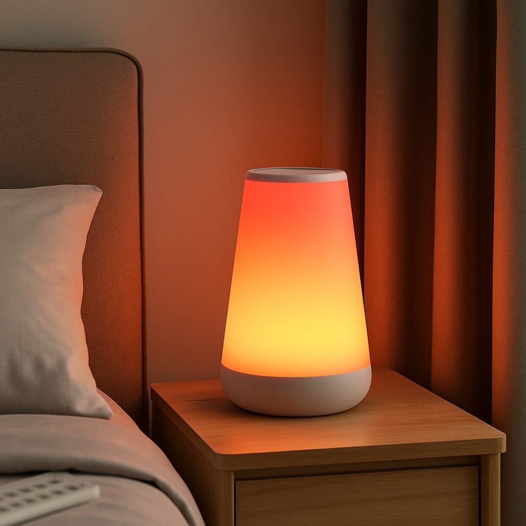 Sofello Lampe de chevet tactile 13 couleurs LED, télécommande, rechargeable USB, bois et blanc - chambre, salon