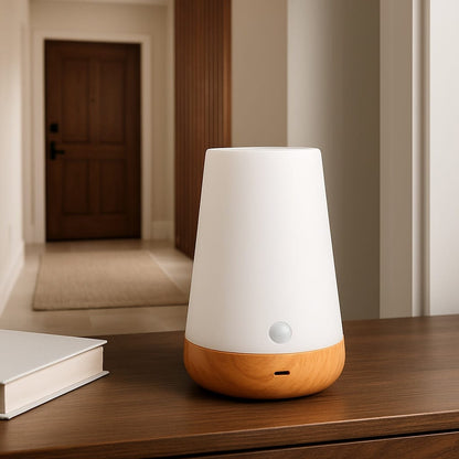 Sofello Lampe de chevet tactile 13 couleurs LED, télécommande, rechargeable USB, bois et blanc - chambre, salon
