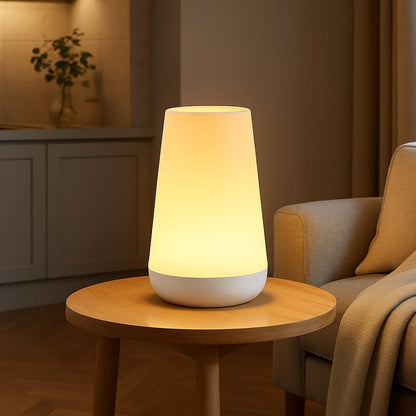 Sofello Lampe de chevet tactile 13 couleurs LED, télécommande, rechargeable USB, bois et blanc - chambre, salon