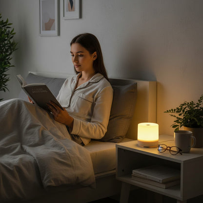 Sofello Lampe de chevet tactile LED USB – design rond blanc – chambre, bureau, lecture