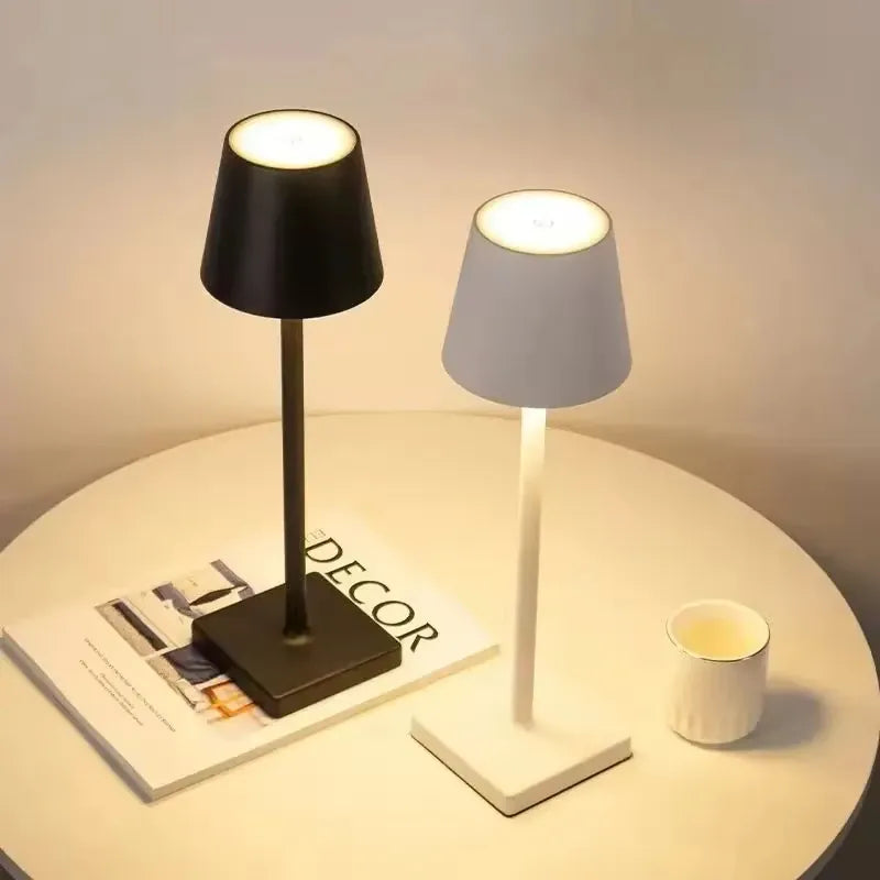 Sofello Lampe de chevet tactile rechargeable, abat-jour en ABS, noir et blanc, dimmable 3 niveaux - chambre, bureau, salon
