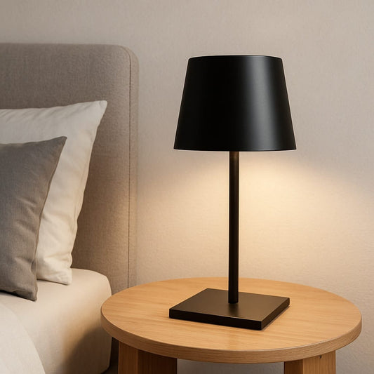 Sofello Lampe de chevet tactile rechargeable, abat-jour en ABS, noir et blanc, dimmable 3 niveaux - chambre, bureau, salon