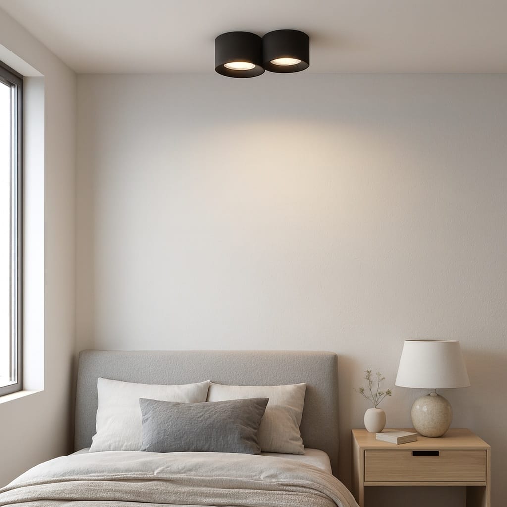Sofello Plafonnier LED cylindrique moderne noir ou blanc, 1, 2 ou 3 spots, pour salon, couloir et chambre