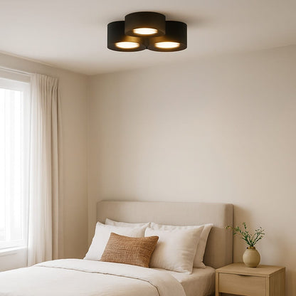 Sofello Plafonnier LED cylindrique moderne noir ou blanc, 1, 2 ou 3 spots, pour salon, couloir et chambre