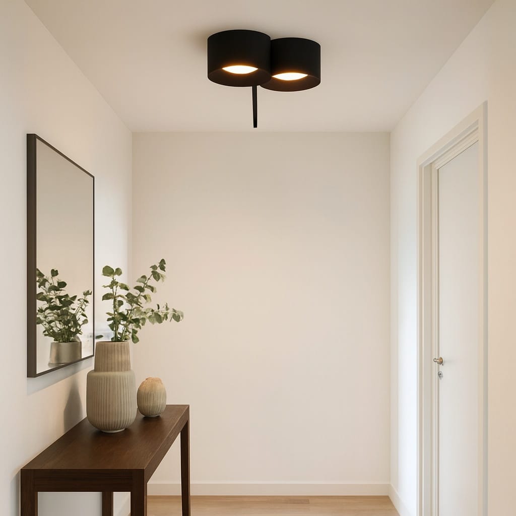 Sofello Plafonnier LED cylindrique moderne noir ou blanc, 1, 2 ou 3 spots, pour salon, couloir et chambre