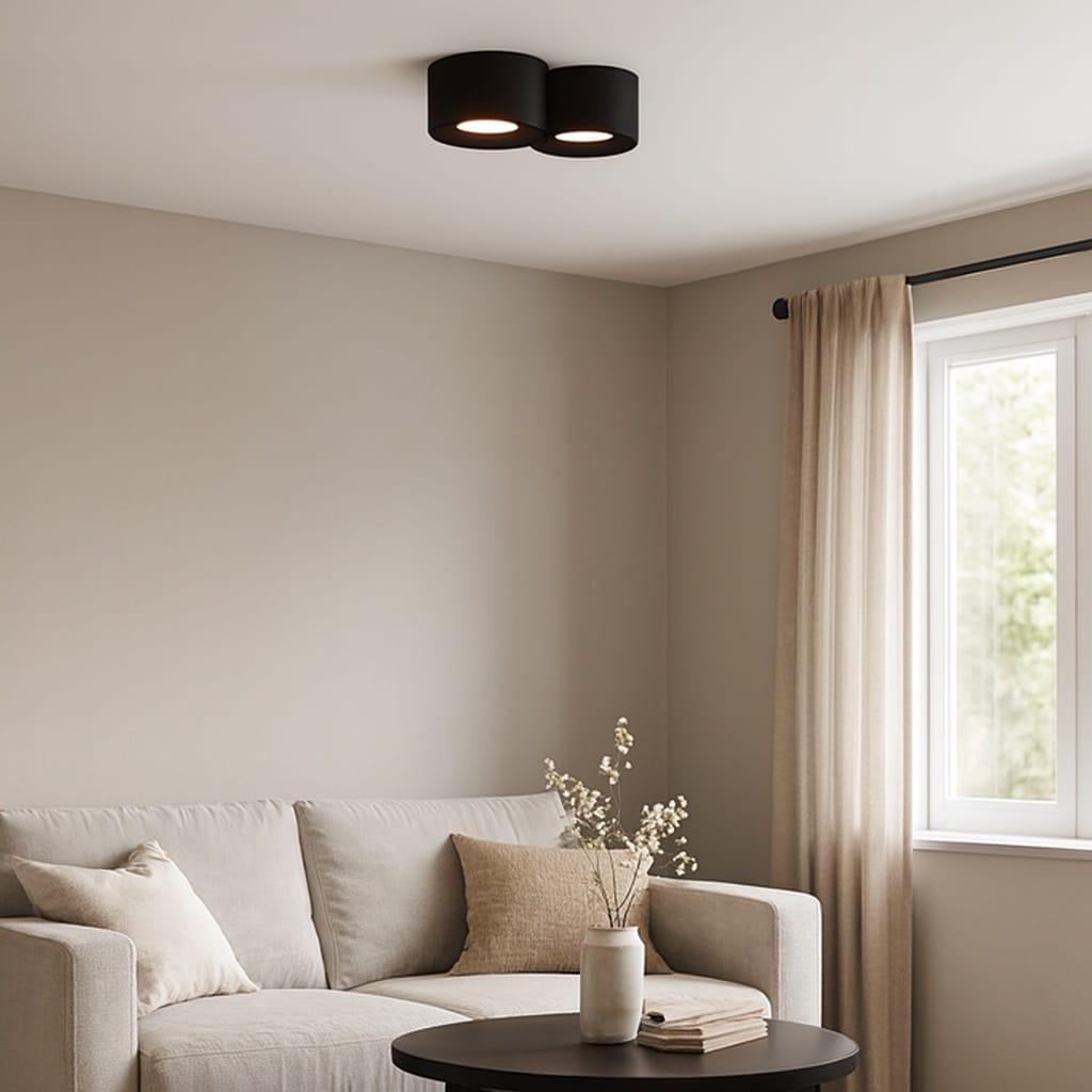 Sofello Plafonnier LED cylindrique moderne noir ou blanc, 1, 2 ou 3 spots, pour salon, couloir et chambre
