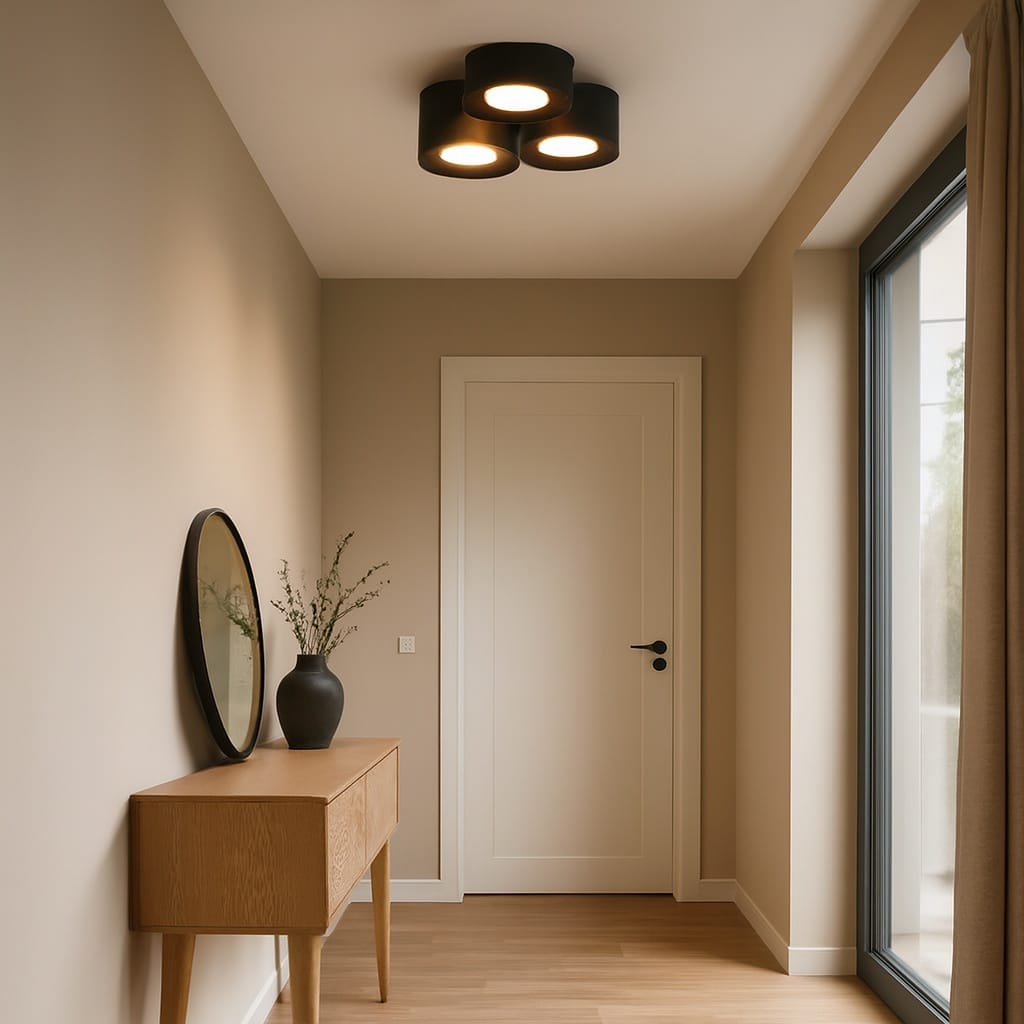 Sofello Plafonnier LED cylindrique moderne noir ou blanc, 1, 2 ou 3 spots, pour salon, couloir et chambre
