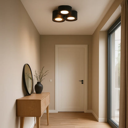 Sofello Plafonnier LED cylindrique moderne noir ou blanc, 1, 2 ou 3 spots, pour salon, couloir et chambre