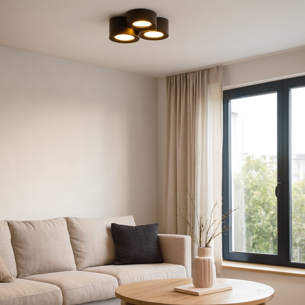 Sofello Plafonnier LED cylindrique moderne noir ou blanc, 1, 2 ou 3 spots, pour salon, couloir et chambre
