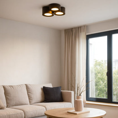 Sofello Plafonnier LED cylindrique moderne noir ou blanc, 1, 2 ou 3 spots, pour salon, couloir et chambre
