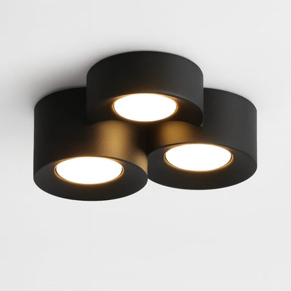 Sofello Plafonnier LED cylindrique moderne noir ou blanc, 1, 2 ou 3 spots, pour salon, couloir et chambre