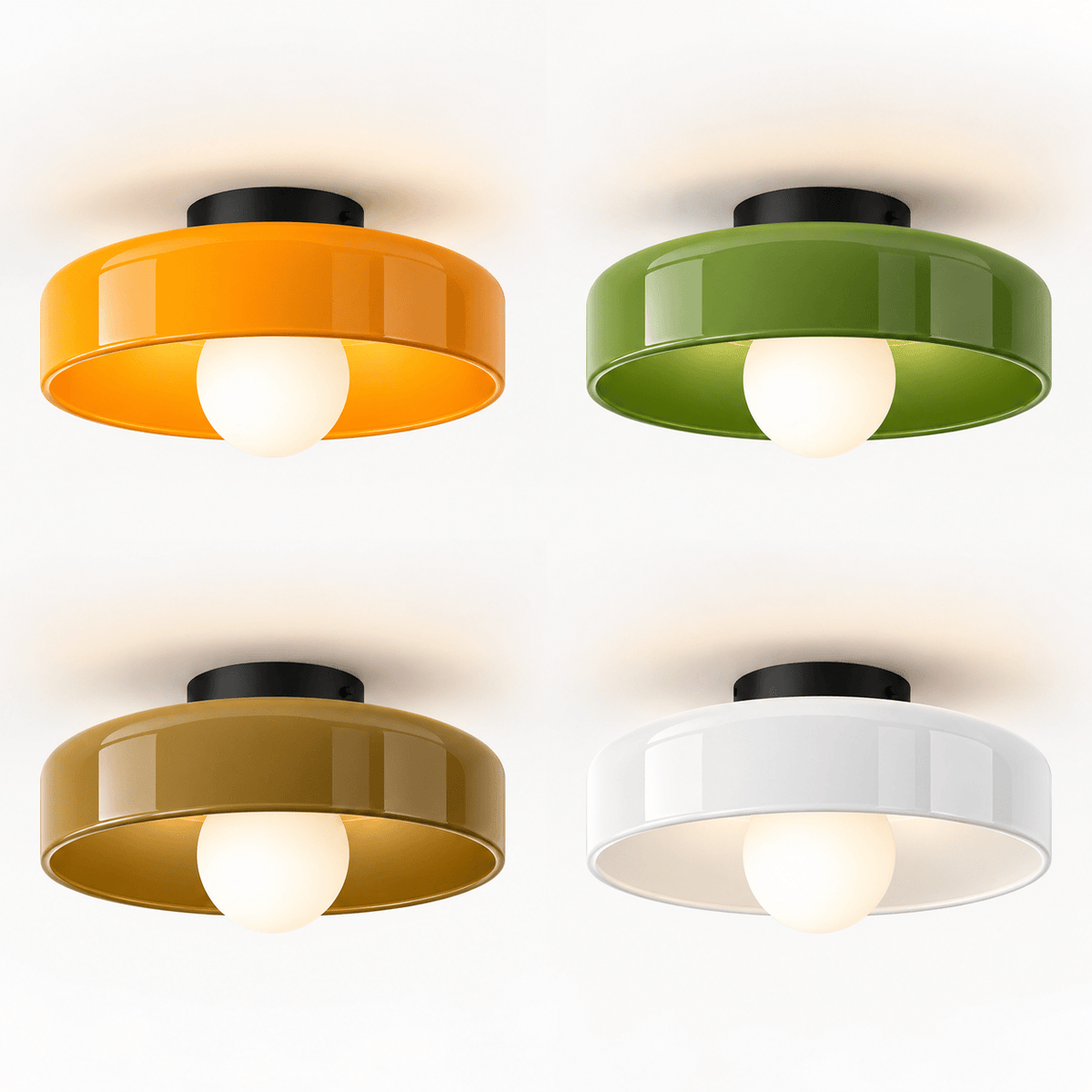 Sofello Plafonnier LED verre style vintage, blanc, vert ou orange pour chambre, salon et couloir