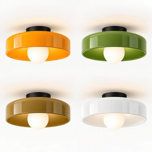 Sofello Plafonnier LED verre style vintage, blanc, vert ou orange pour chambre, salon et couloir