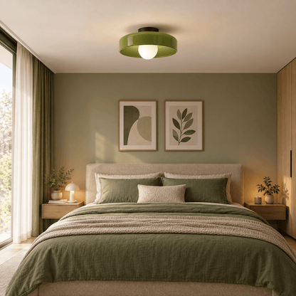 Sofello Plafonnier LED verre style vintage, blanc, vert ou orange pour chambre, salon et couloir