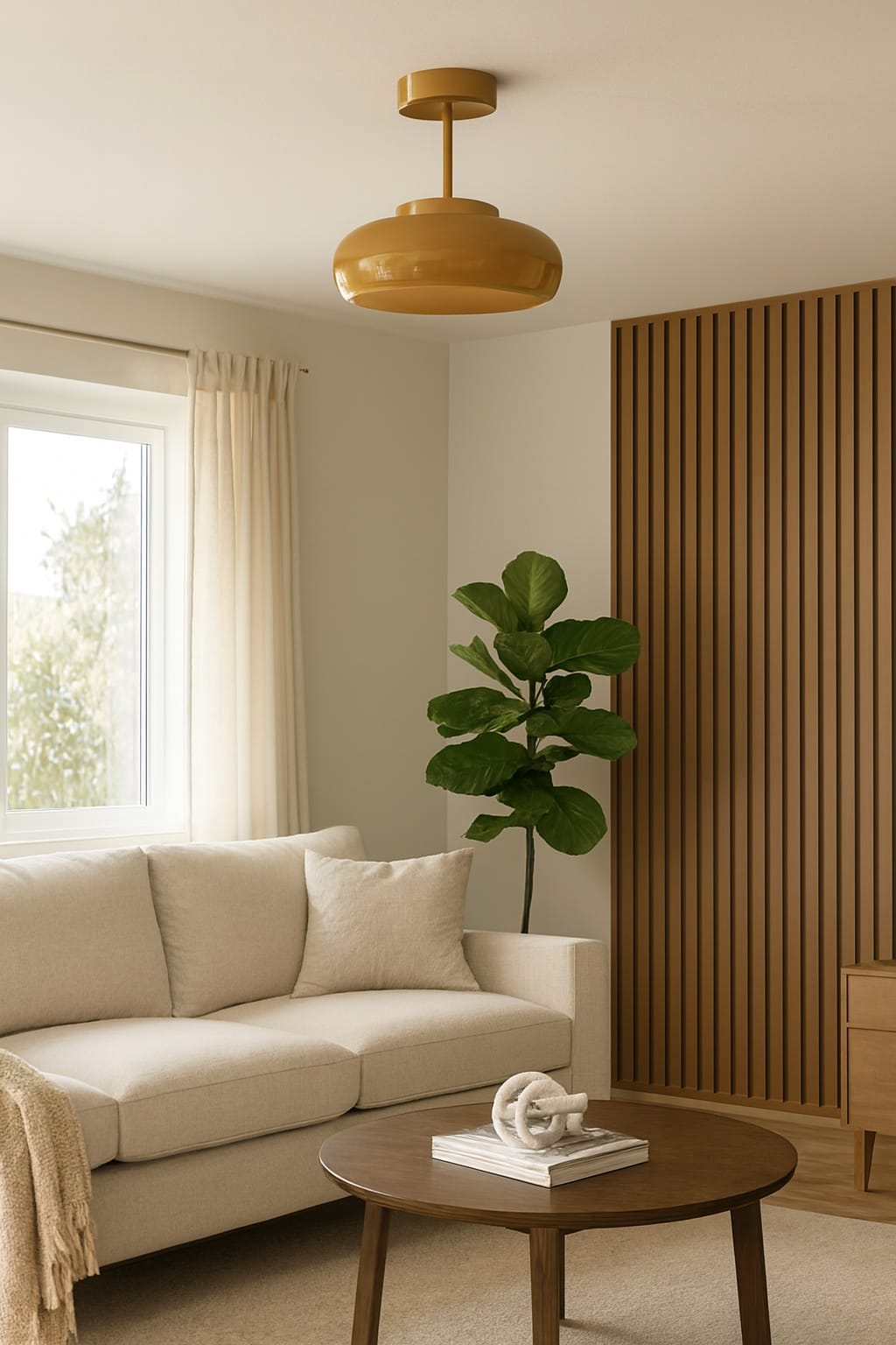 Sofello Plafonnier vintage abat-jour verre beige, structure dorée, pour chambre, salon et salle à manger